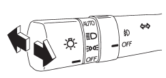 To change from low beam to high beam, push the turn signal lever forward. When