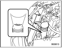 Remove the washer tank filler cap, then