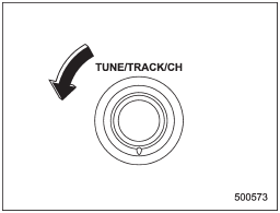 Turn the TUNE/TRACK/CH dial counterclockwise to skip to the beginning of the current track/file. Each time the dial is turned, the indicated track/file number will decrease.