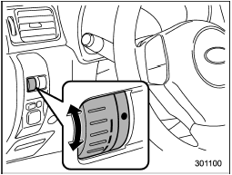 The brightness of clock display, audio, air conditioner, information display and instrument panel illumination dims when the light switch is in the  or  positions. You can adjust brightness of the instrument panel illumination for better visibility.