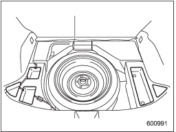 The storage compartment is located under the floor of the trunk (4-door) or the cargo area (5-door), and it can be used to store small items. To open the lid, pull the tab up.