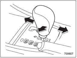 With the vehicle either moving or stationary, move the select lever from the D position to the manual gate then move it to the + end or − end of the manual gate to select manual mode.