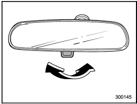 The inside mirror has a day and night position. Pull the tab at the bottom of the mirror toward you for the night position.