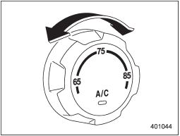 This dial is used to set the desired interior temperature. With the dial set to your desired temperature, the system automatically adjusts the temperature of air supplied from the outlets such that the desired temperature is achieved and maintained.