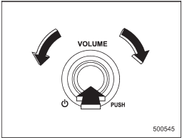 The dial is used for both power (ON/OFF) and volume control. The radio is turned ON and OFF by pushing the dial, and the volume is controlled by turning the dial.