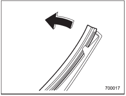 1. Pull out the end of the blade rubber assembly to unlock it from the plastic support.