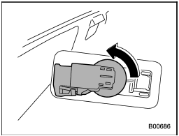 2. Turn the bulb socket counterclockwise and pull out the socket.