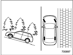 When parking on a hill, always turn the steering wheel. When the vehicle is headed up the hill, the front wheels should be turned away from the curb.