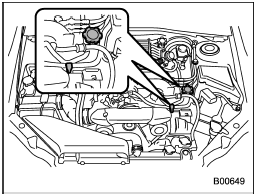 2. Pull out the level gauge that has the  symbol on top, wipe it clean, and insert it again.