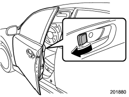 4. Before closing the doors, lock all doors with the inside door lock levers.