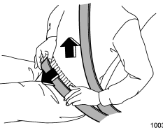 6. To make the lap part tight, pull up on the shoulder belt. And place the lap