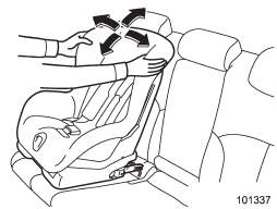4. Before seating a child in the child restraint system, try to move it back