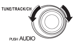 Turn the TUNE/TRACK/CH dial clockwise to select the next channel and turn the