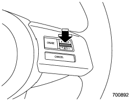 Press the RES/SET switch to the SET side and hold it until the vehicle reaches