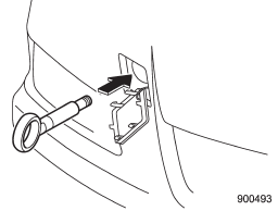 3. Screw the towing hook into the threaded hole until the threads can no longer