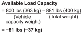 3. The total weight now exceeds the capacity weight by 81 lbs (37 kg), so the