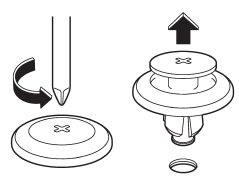 1. Turn the clip counterclockwise using a Phillips screwdriver until the center