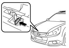3. Release the secondary hood release by moving the lever between the front grille
