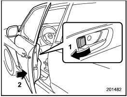 1) Rotate the lock lever rearward.