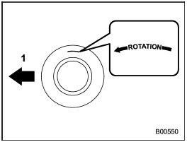 Example of tire rotation direction mark