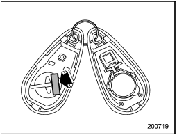 To register a new transmitter with the remote keyless entry system, it is necessary to program the transmitters code (identification number) into the system. A label showing the code is affixed to the bag containing the transmitter, and another is affixed to the circuit board inside the transmitter. If there is no bag, open the transmitter case and make a note of the eight-digit number. Program the number into the system in accordance with the following procedure: