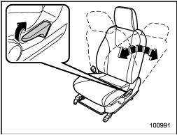 Pull the reclining lever up and adjust the seatback to the desired position. Then release the lever and make sure the seatback is securely locked into place.