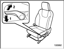 1) When the lever is pushed down, the seat is lowered.