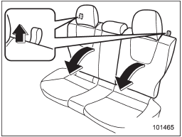 2. Unlock the seatback by pulling the release strap and then fold the seatback down.