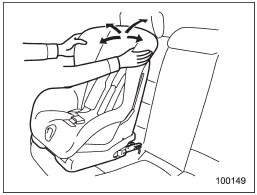 5. Before seating a child in the child restraint system, try to move it back and forth and right and left to verify that it is held securely in position.