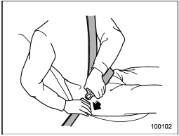 4. Insert the tongue plate into the buckle until you hear a click.