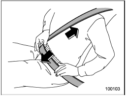 5. To make the lap part tight, pull up on the shoulder belt.