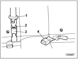 1) Center seatbelt tongue plate