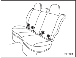 The lower anchorages (bars) are used for installing a child restraint system only on the rear seat window-side seating positions.