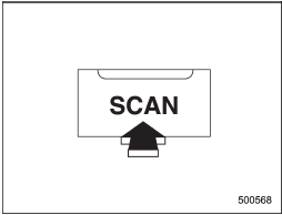 Press the SCAN button to change the radio to the SCAN mode. In this mode, under the selected category, the radio scans through the channel until a station is found. The radio will stop at the station for 5 seconds while displaying the channel number, after which scanning will continue until the entire channel has been scanned from the low end to the high end.