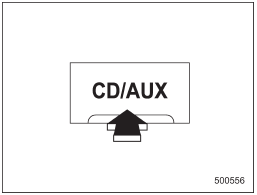 2. Press the AUX input selection button CD/AUX on the audio control panel to turn on the auxiliary audio input.