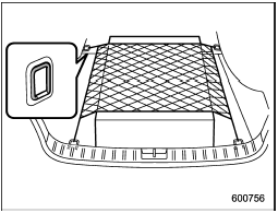 The cargo area is equipped with four tiedown hooks so that cargo can be secured with a cargo net or ropes.