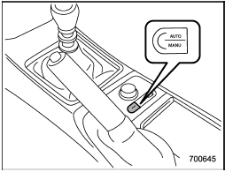Press the AUTO-MANU switch on the center console to switch from auto mode to manual mode or vice versa. When you select the auto mode, the AUTO indicator light illuminates. When you select the manual mode, the AUTO indicator light turns off.