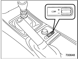 The control switch is located beside the parking brake lever. By pushing the control switch forward or pulling it rearward, it is possible to change the initial LSD torque.