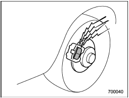 The disc brake pad wear warning indicators on the disc brakes give a warning noise when the brake pads are worn.