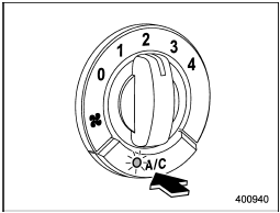 The air conditioner operates only when the engine is running.