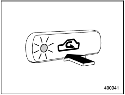 ON position (recirculation): Interior air is recirculated inside the vehicle. Push the air inlet selection button to the ON position.