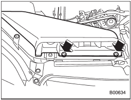 1. Use a screwdriver to undo the clips on the air intake duct, then remove the air intake duct (right-hand side).