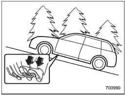 On an uphill grade, when the clutch pedal is depressed while the brake pedal is also depressed, braking power is maintained temporarily by the Hill start assist system when the brake pedal is released. The driver is therefore able to start the vehicle the same way as on a level grade, just using the clutch and accelerator pedal.