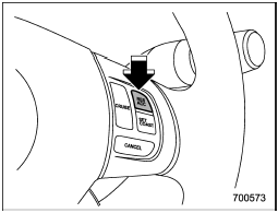 Push the SET/COAST button and hold it until the vehicle reaches the desired speed. Then, release the button. The vehicle speed at that moment will be memorized and treated as the new set speed.