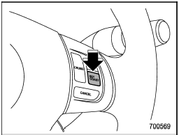 Push the RES/ACC button and hold it until the vehicle reaches the desired speed. Then, release the button. The vehicle speed at that moment will be memorized and treated as the new set speed.