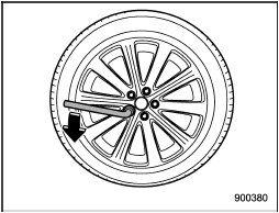 8. Loosen the wheel nuts using the wheel nut wrench but do not remove the nuts.