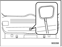 1. Remove the access cover at the bottom-center of the rear gate trim.