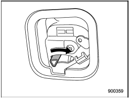 3. To unlock the rear gate, turn the lever to the right position using a flat-head screwdriver or a similar tool.